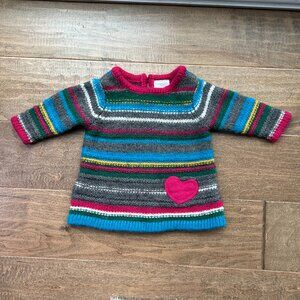 HANNA ANDERSSON striped sweater dress with heart (0-3 months)